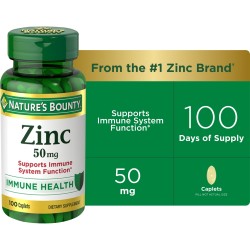 Nature's Bounty Zinc 50 mg Caplets pour le soutien immunitaire, 100 Count