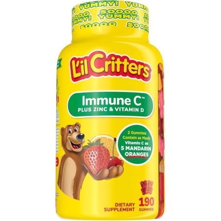 L'il Critters Kids Immune C Gummy Supplement with Vitamin C, Zinc and Vitamin D3 for Immune Support, 190 ct (95-190 day supply),